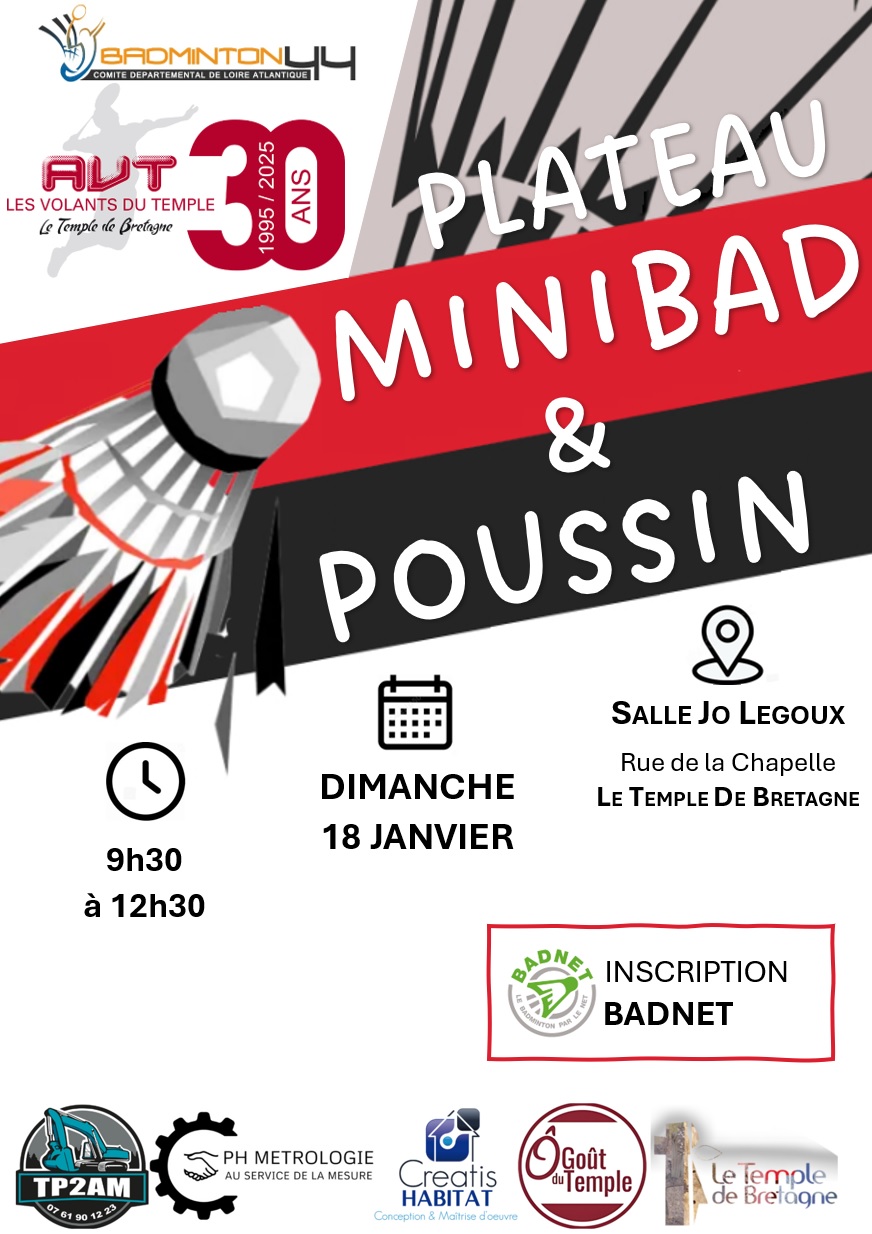 Plateau Minibad Poussin - Le Temple de Bretagne